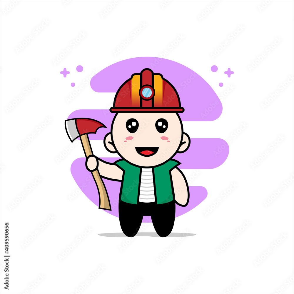 Cute men character wearing miners costume. Cute men character wearing miners costume.