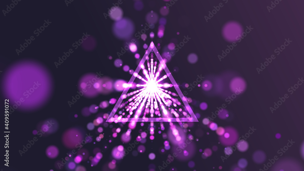 Fototapeta premium Triangle Tunnel Background With Particles