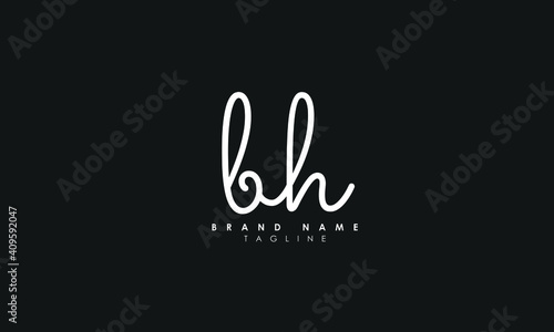 Alphabet letters Initials Monogram logo BH, HB, B and H, Alphabet Letters BH minimalist logo design in a simple yet elegant font, Unique modern creative minimal circular shaped fashion brands