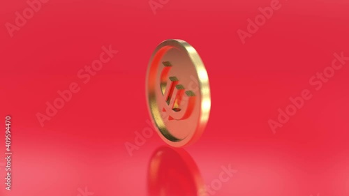3d looped animation of euro sign gold coin rotation.