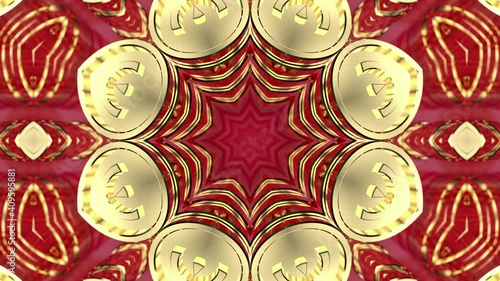 3d Looped abstract kaleidoscope or mandala. Hypnotic background.