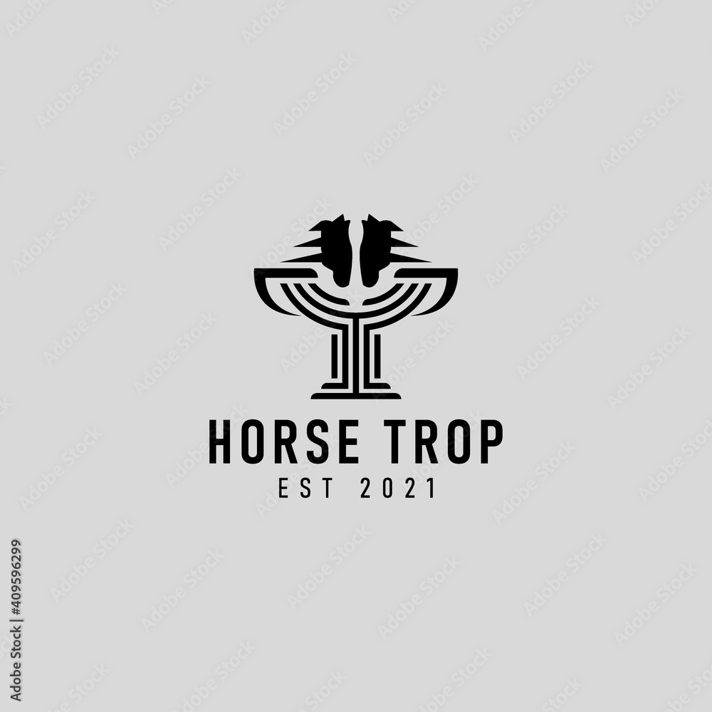 horse trophy champion logo design illustration