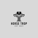 horse trophy champion logo design illustration