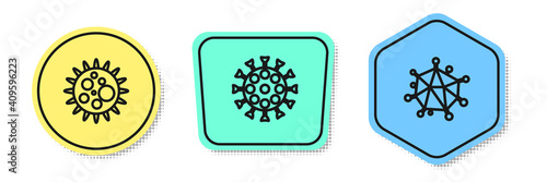 Set line Virus, and . Colored shapes. Vector.