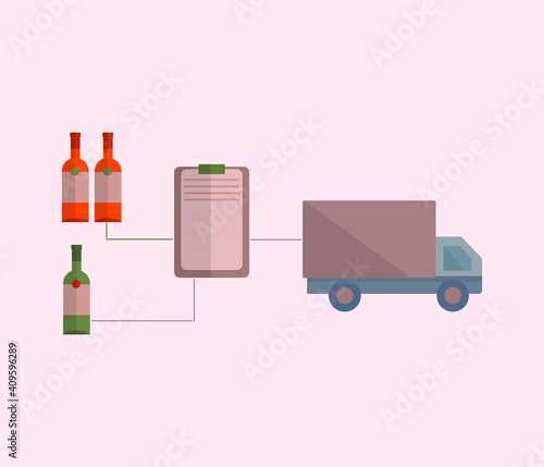 alcoholic drinks ordering infographics, for graphic and web design, beverages logistics and delivery