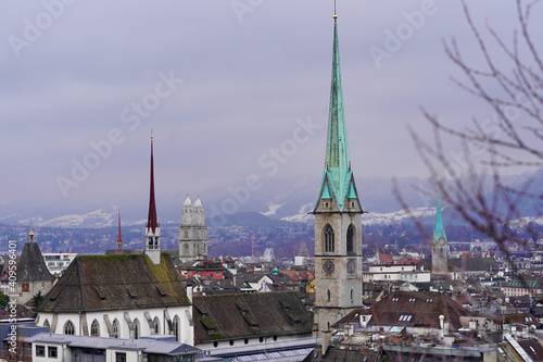 Panorama view to the old town of Zurich, Switzerland.