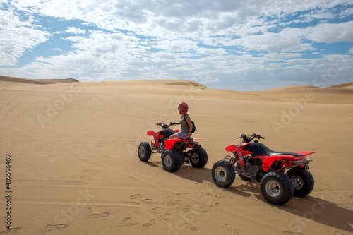 quad ride in the desert woman