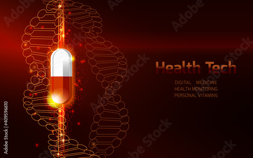 One magic pill close-up,vector illustration red tablet