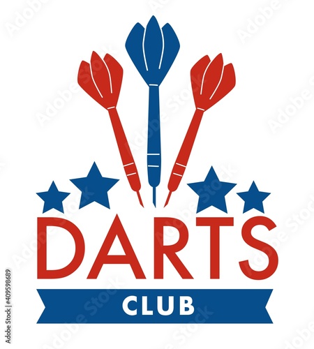 Darts club, arrows and stars, sports banner vector
