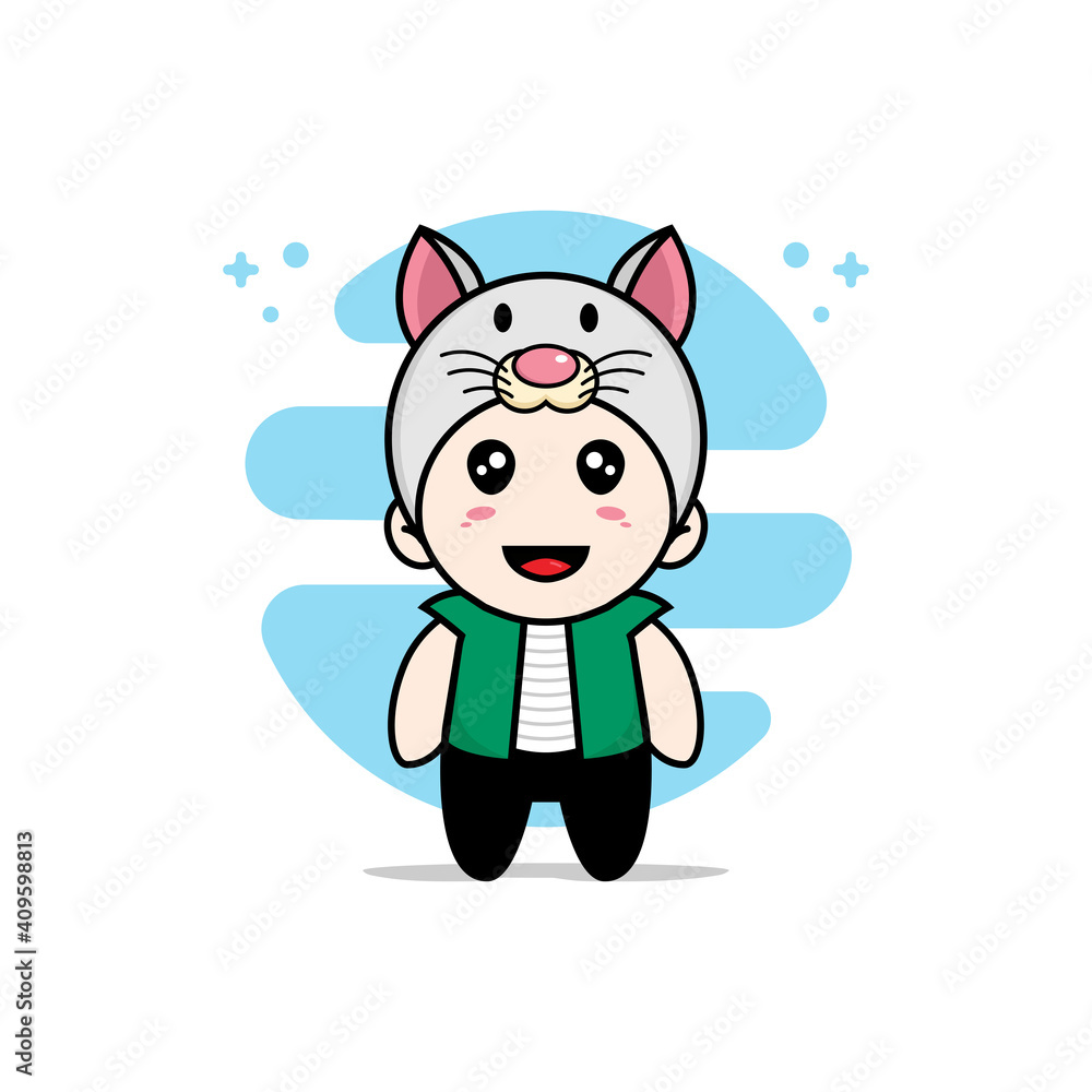 Obraz premium Cute men character wearing mouses costume.