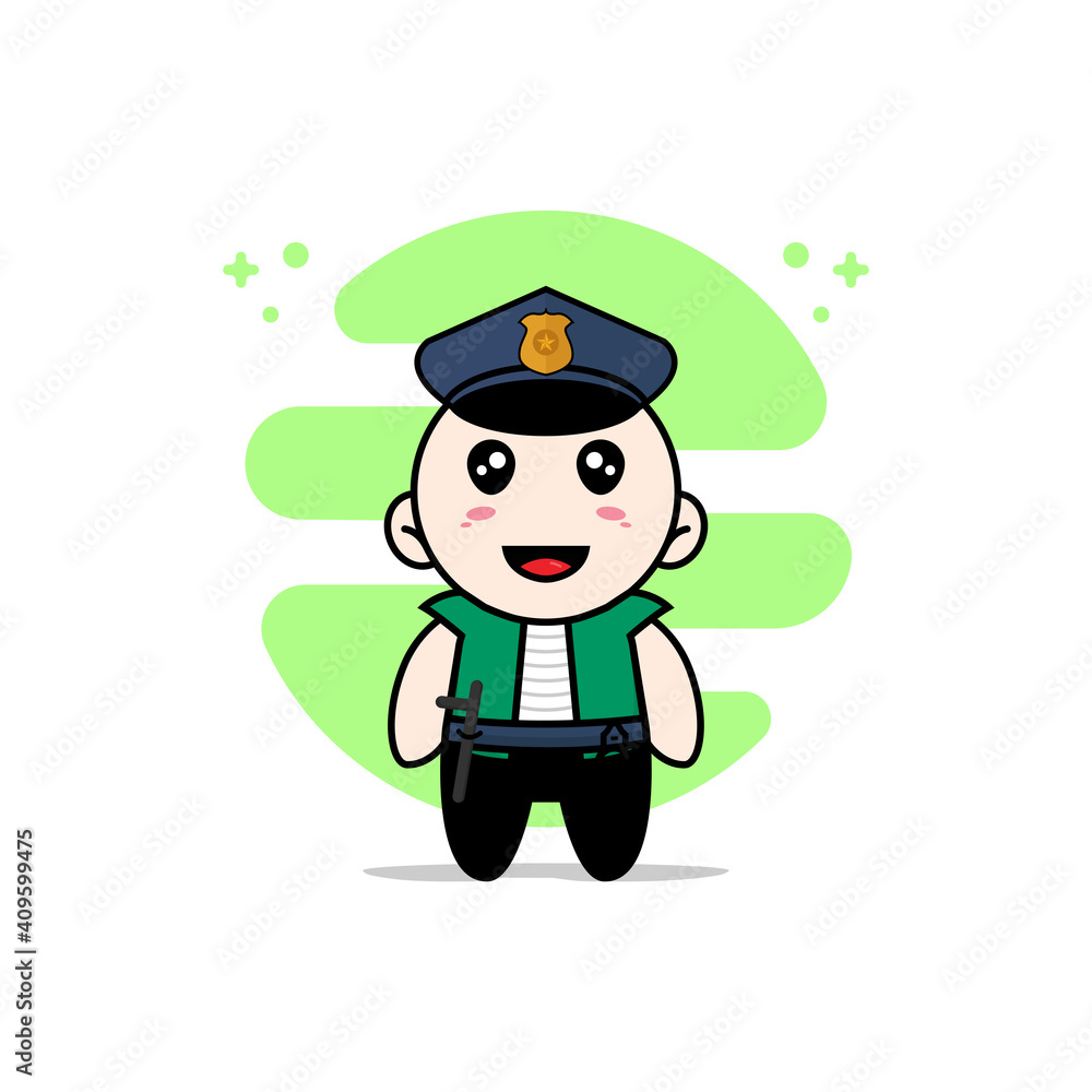 Cute men character wearing police costume. Cute men character wearing police costume.