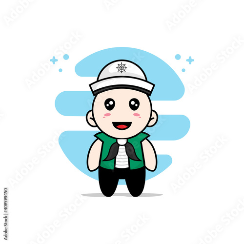 Cute men character wearing sailor costume.