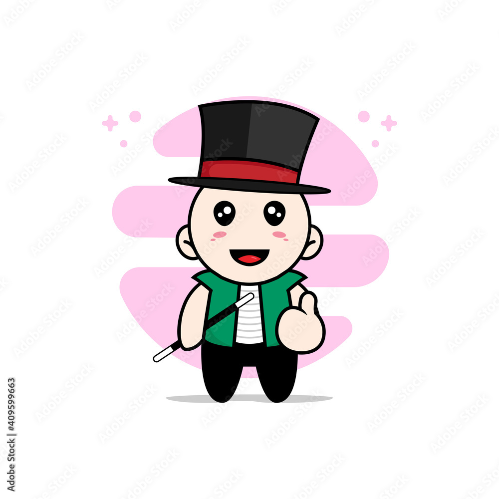 Cute men character wearing magician costume. Cute men character wearing magician costume.