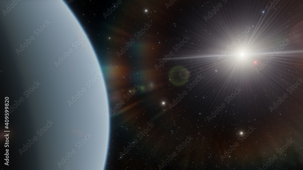 Fototapeta premium Planets and galaxy, science fiction wallpaper. Beauty of deep space. Billions of galaxy in the universe Cosmic art background 3d render 
