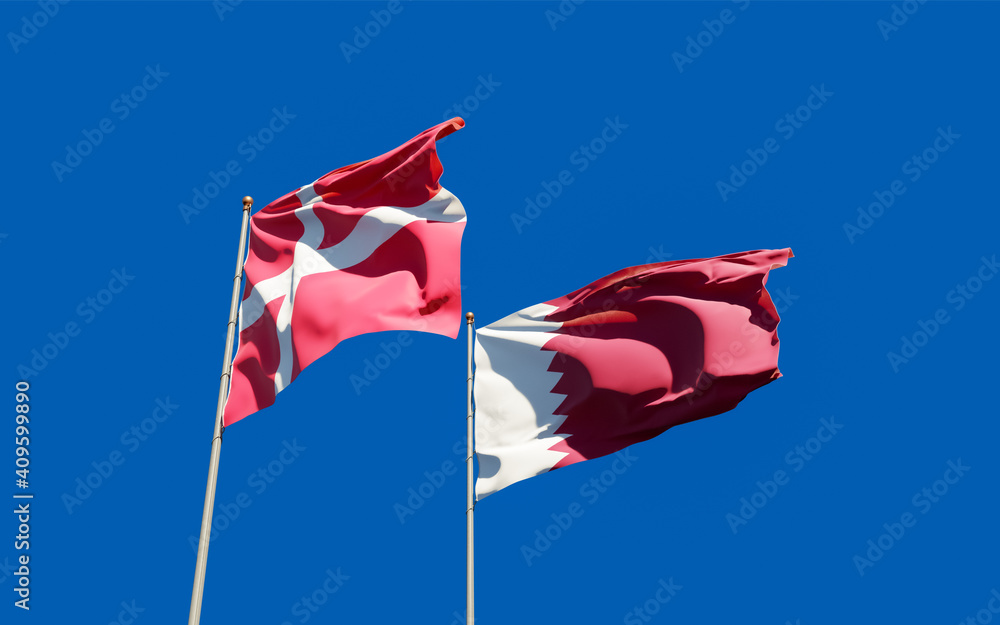Flags of Qatar and Denmark. Flags of Qatar and Denmark.