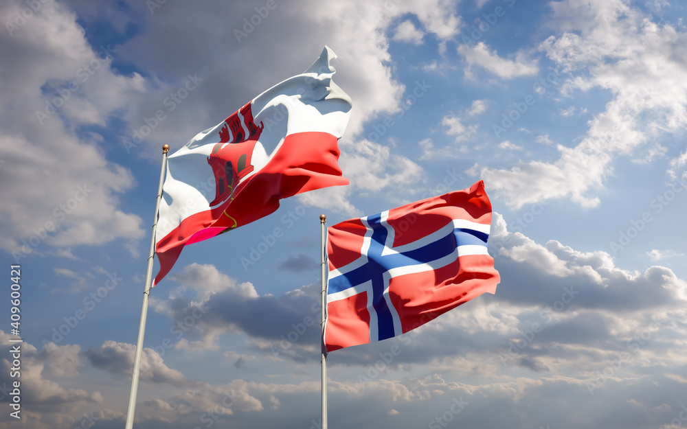 Flags of Gibraltar and Norway. Flags of Gibraltar and Norway.