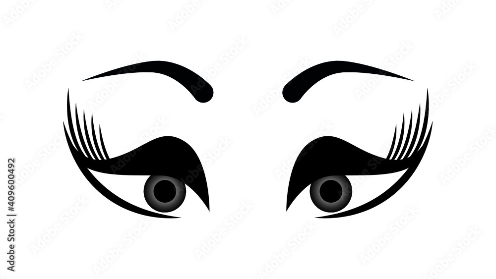 Beautiful sexy female grey eyes with long eyelashes. Eyelash extensions, micro blading, mascara, beauty salon. Vector illustration. Beautiful sexy female grey eyes with long eyelashes. Eyelash extensions, micro blading, mascara, beauty salon. Vector illustration.