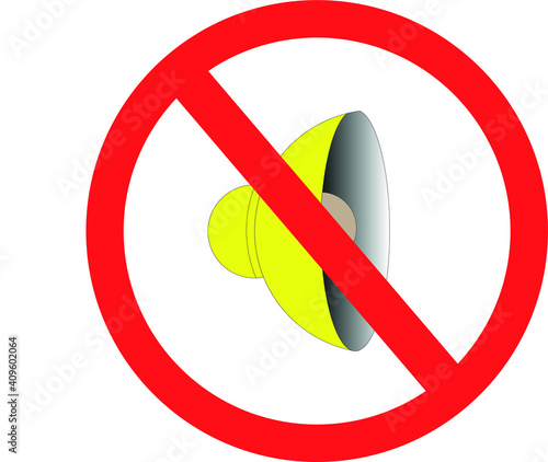 Red and yellow no sounds or noise allowed vector sign. 