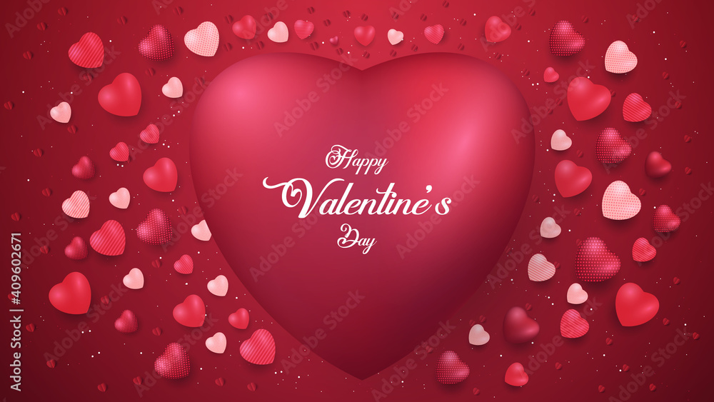 Valentine's day background with 3d colorful love shape