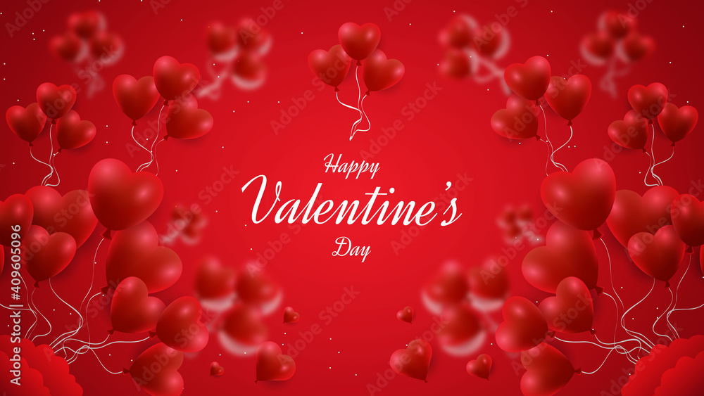Valentines day background with could and 3d love shape Valentines day background with could and 3d love shape