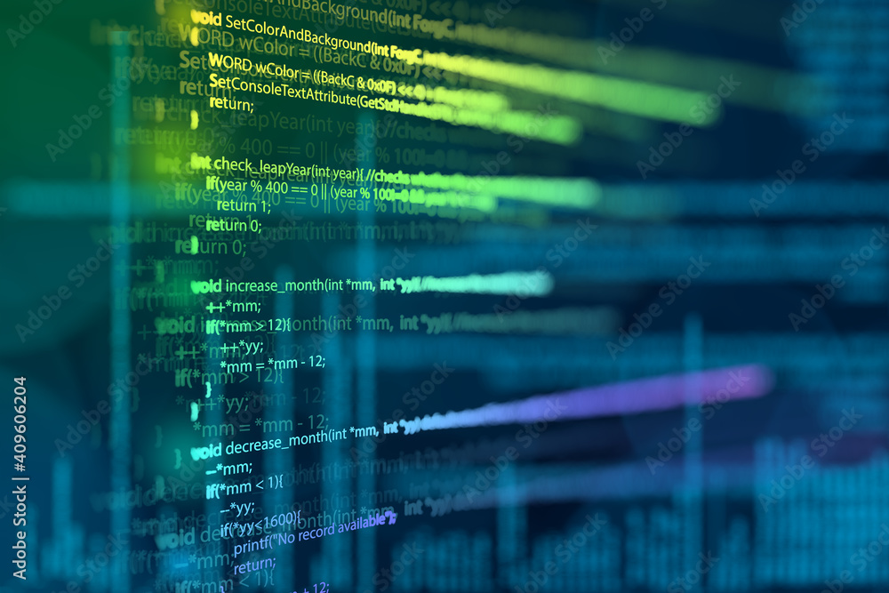 Abstract Modern tech of Programming code screen developer. C ...