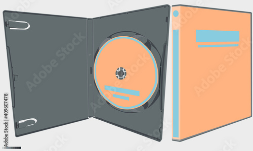 Vector Big box for game cinema cd dvd Standing upright Packaging open Inside view Layers separated photo