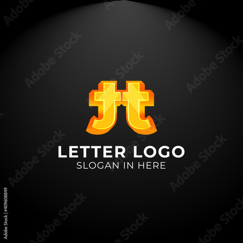 Luxury vector logotype. Double Letter t Logo. Logo for your Company, Business Card, Merchandise. Alphabet Logo, Symbol, Letter t Icon
