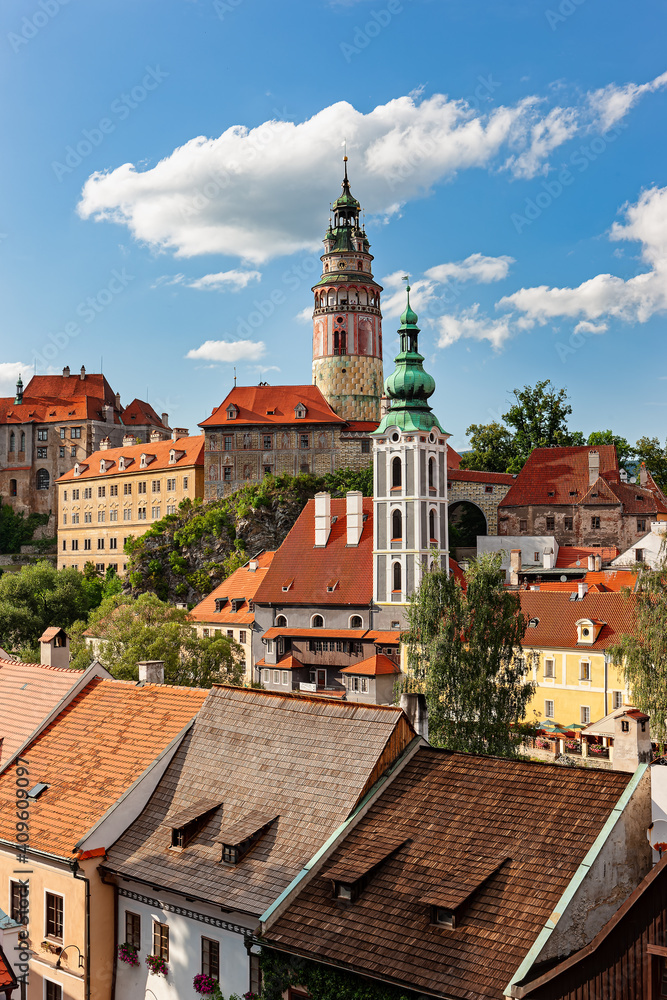 Red roofs of the medieval town of Cesky Krumlov