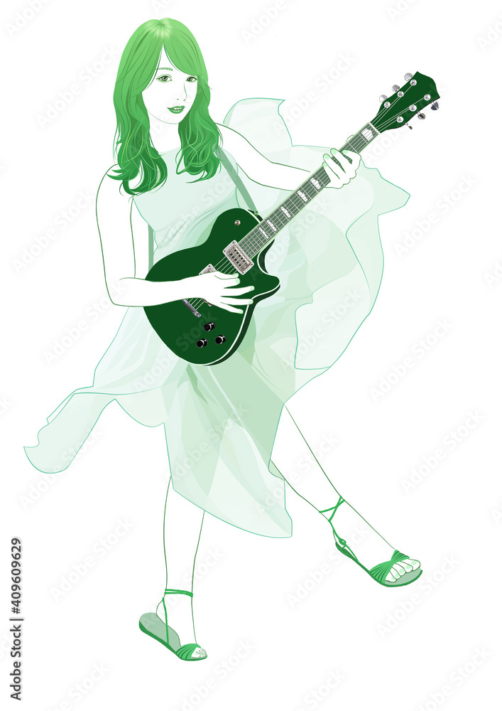 Fototapeta premium 楽しく踊る若い女性イラスト
