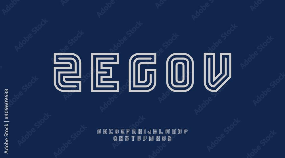 Outline display sporty font, suitable for logo, logotype, monogram, headline, poster, flyer