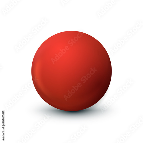 Soft red sphere with a touch of coral and fiery orange tones. Ball isolated on white. Matt mock up of clean realistic orb, icon. Simple shape design, figure circle form. Vector illustration
