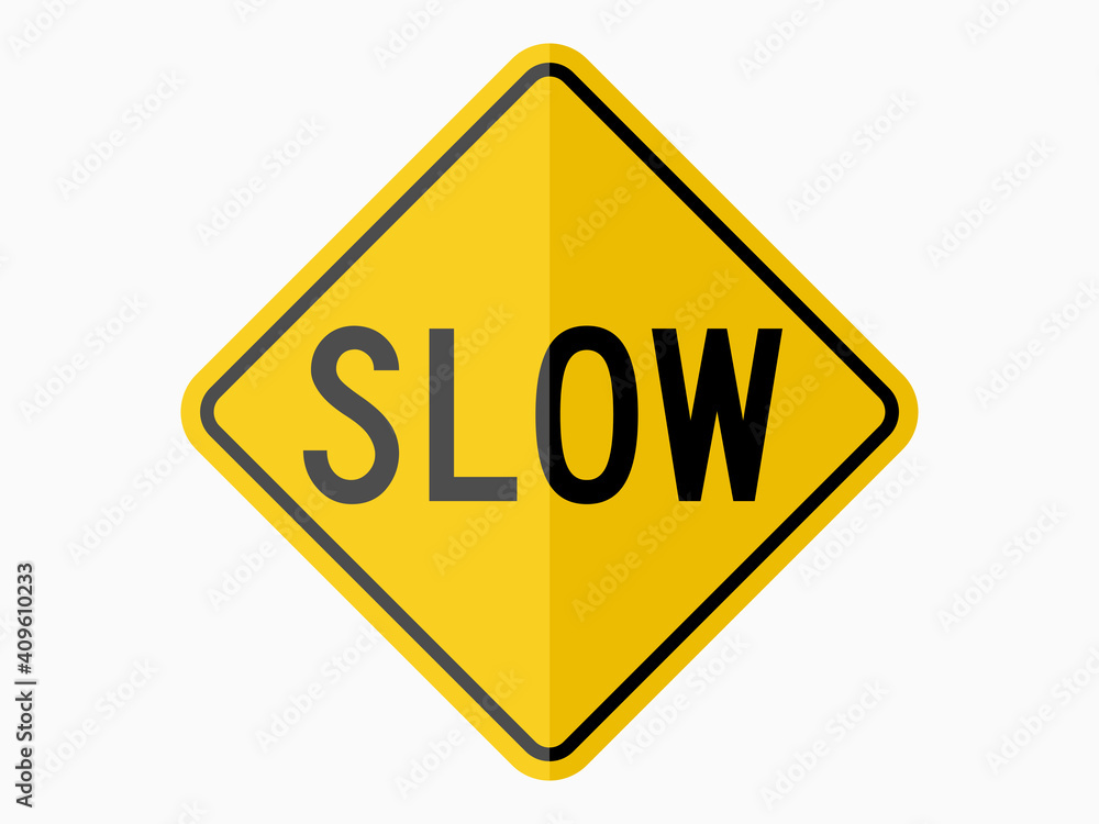 isolated slow speed warning sign, symbol on yellow round square on white color background element for road board, label, banner etc. flat paperwork vector design. isolated slow speed warning sign, symbol on yellow round square on white color background element for road board, label, banner etc. flat paperwork vector design.