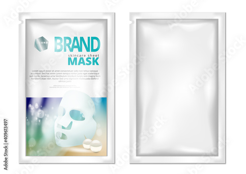Facial Sheet Mask Sachet Package Isolated On White