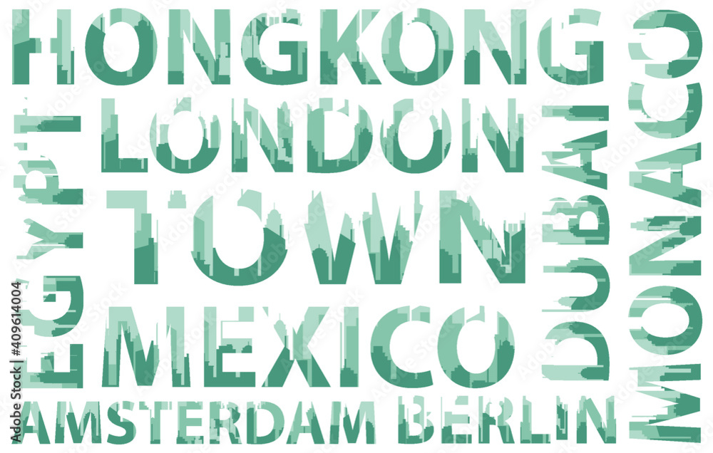 custom font themed city cities in the world