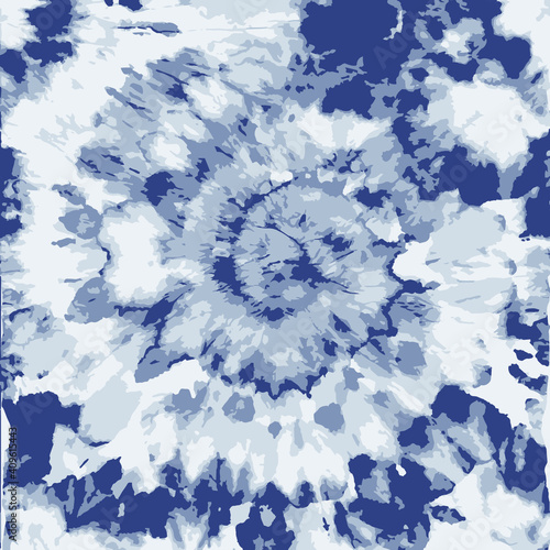 Vector Tie Dye. Ethnic Print. Indigo Craft Art Ornament. Navy Hippie Fabric. Tie Dye Design. Boho Fashion. Vector Shirt Print. Tie Dye Texture. Psychedelic Art. Ink Textured.