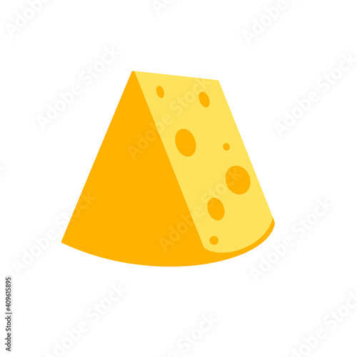 A piece of cheese on a white background. Dairy products. Flat vector illustration