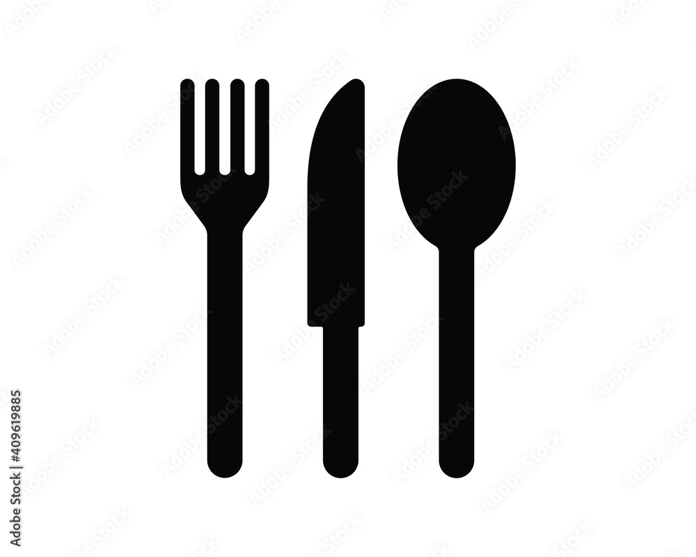 Fork, knife, and spoon icon. Simple flat vector illustration isolated on white background. Fork, knife, and spoon icon. Simple flat vector illustration isolated on white background.
