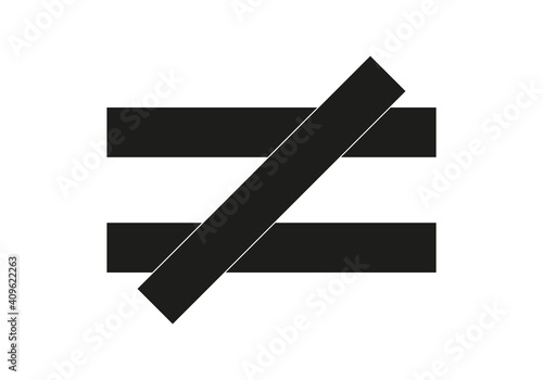 Icono negro de desigual en fondo blanco.