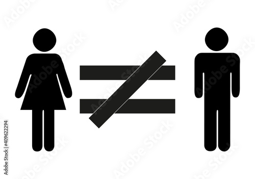 Icono negro de desigualdad entre hombres y mujeres.