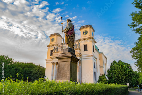 Facade of the baroque Cathedral of Vac, Hungary. photo