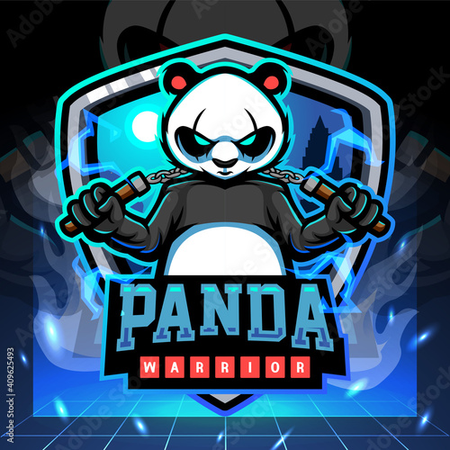Panda warrior mascot. esport logo design