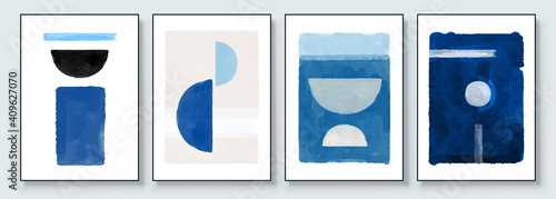 Set of Abstract Hand Painted Illustrations for Postcard, Social Media Banner, Brochure Cover Design or Wall Decoration Background. Modern Abstract Painting Artwork. Vector Pattern