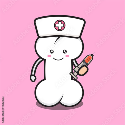 cute bone mascot as a nurse, cute bone mascot character vector eps 10 on white background