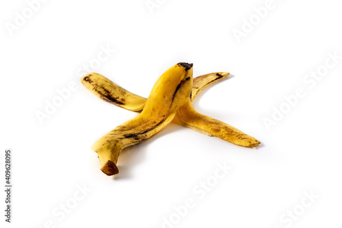 Banana peel isolated on white background