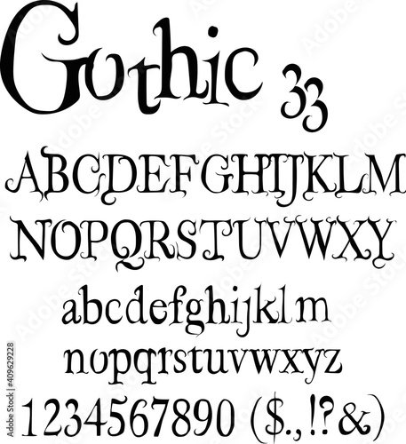 Original gothic font - vector fairy alphabet
