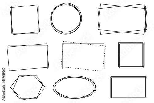 Geometric Frame, Square Circle Rectangle Monogram Double Wedding Geometric Frame Vector Set