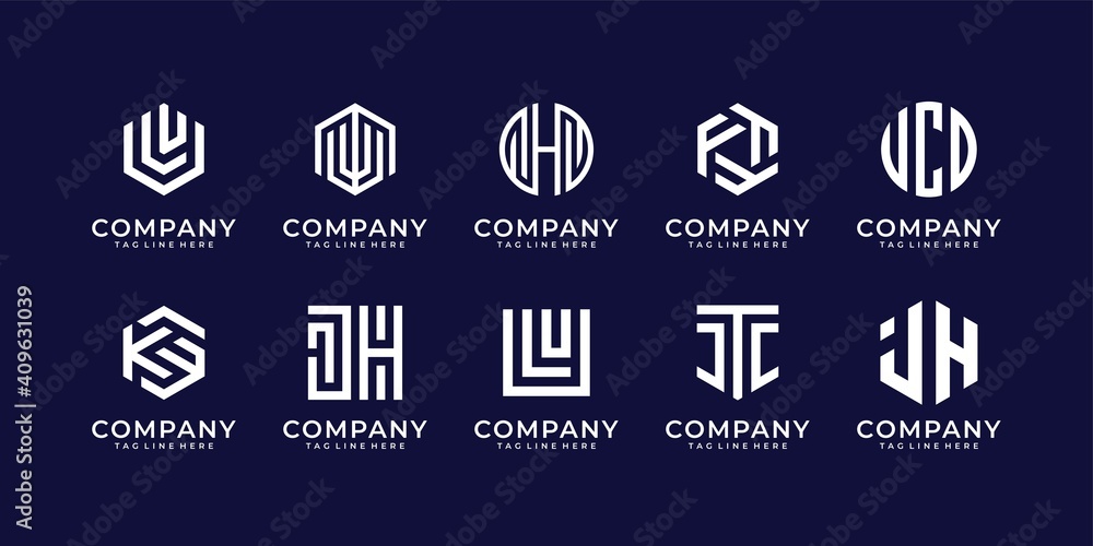 Abstract monogram logo design bundle collection