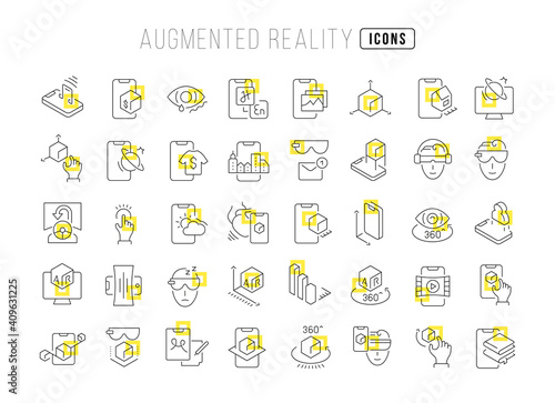 Set of linear icons of Augmented Reality