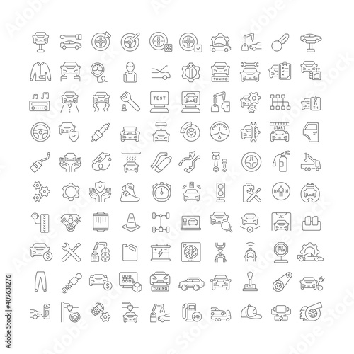 Set of linear icons of Auto Service