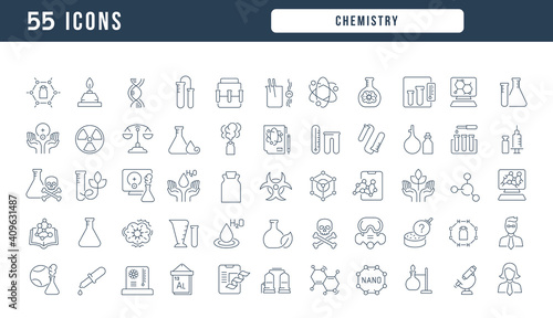 Set of linear icons of Chemistry